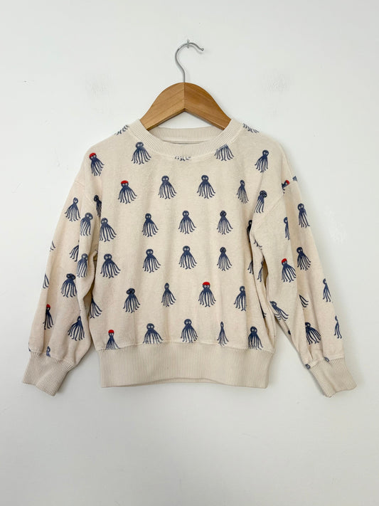 Emile & Ida terry octopus sweater 4Y