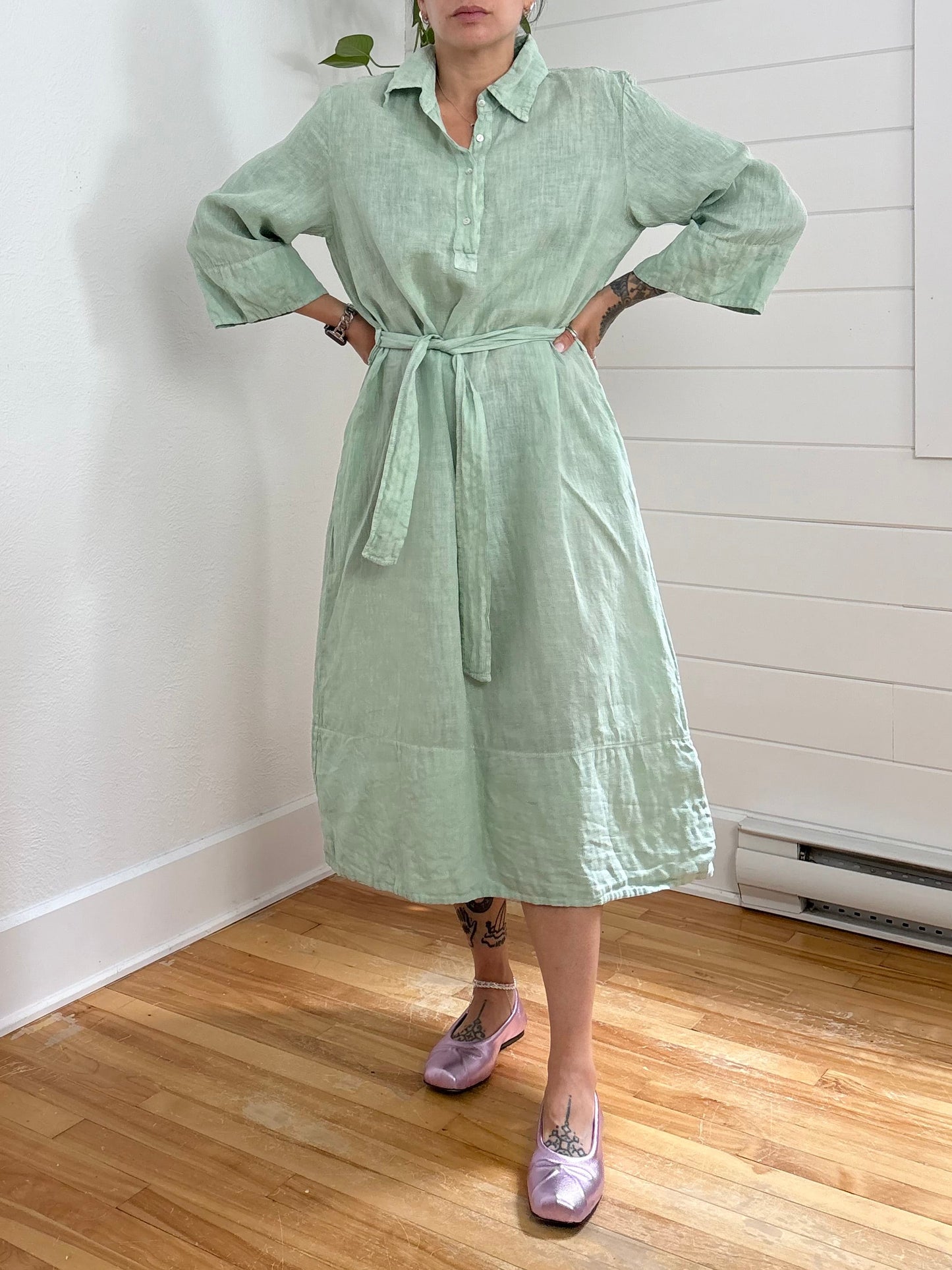 Robe midi en lin ceinturée Lasalle Amsterdam S/M