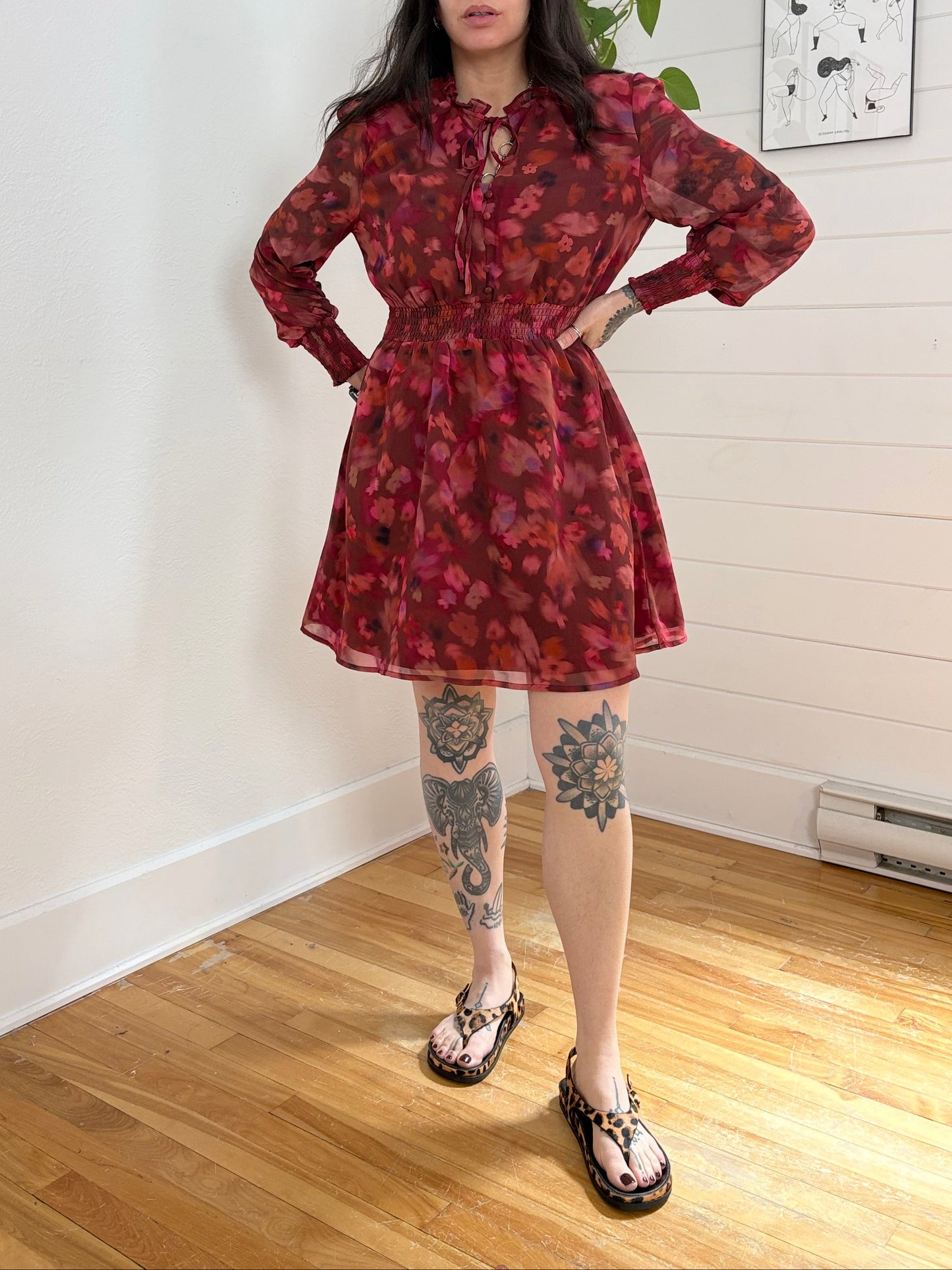 BB Dakota floral chiffon dress Large