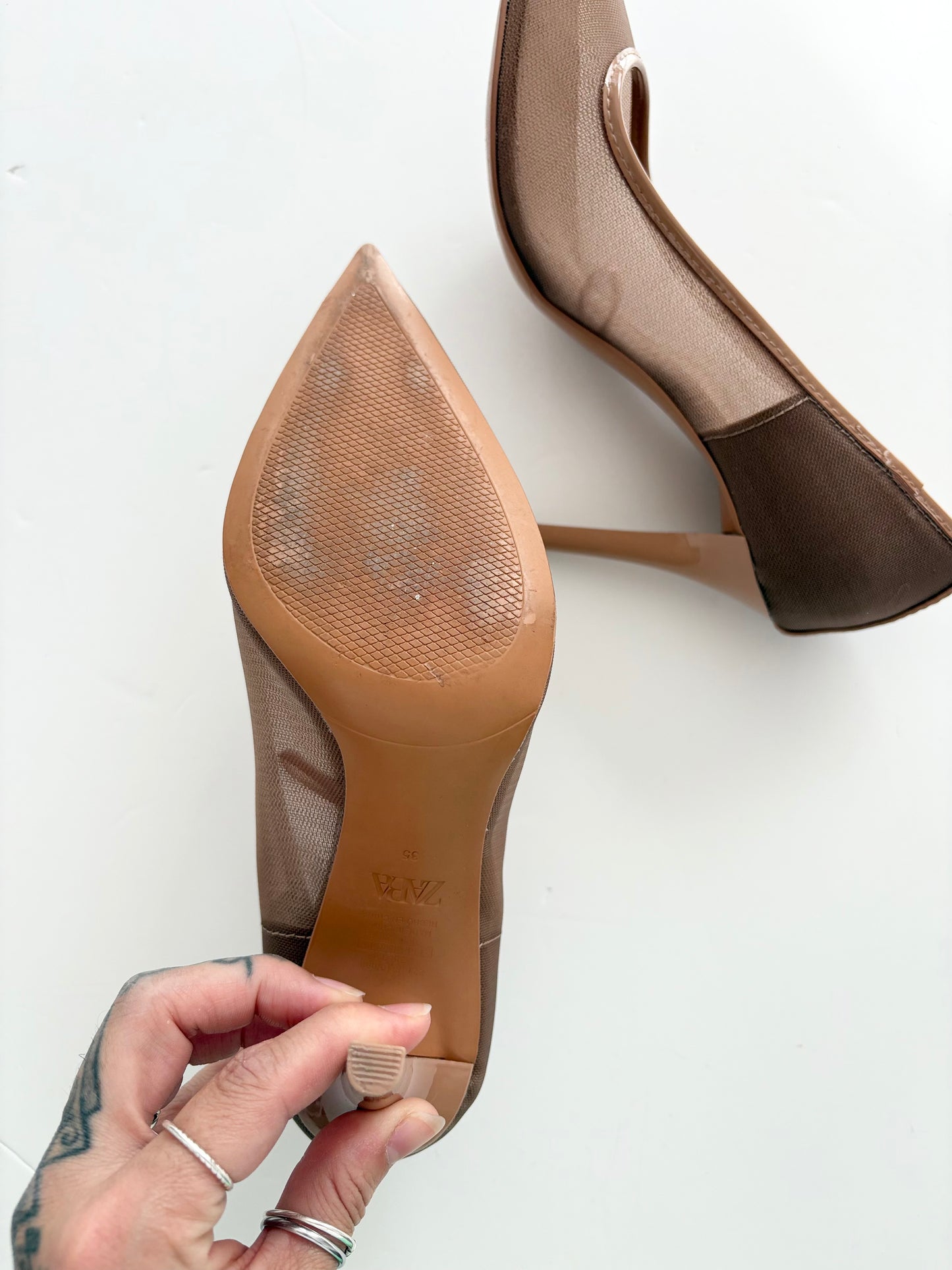 Zara mesh pointy stilettos EUR35