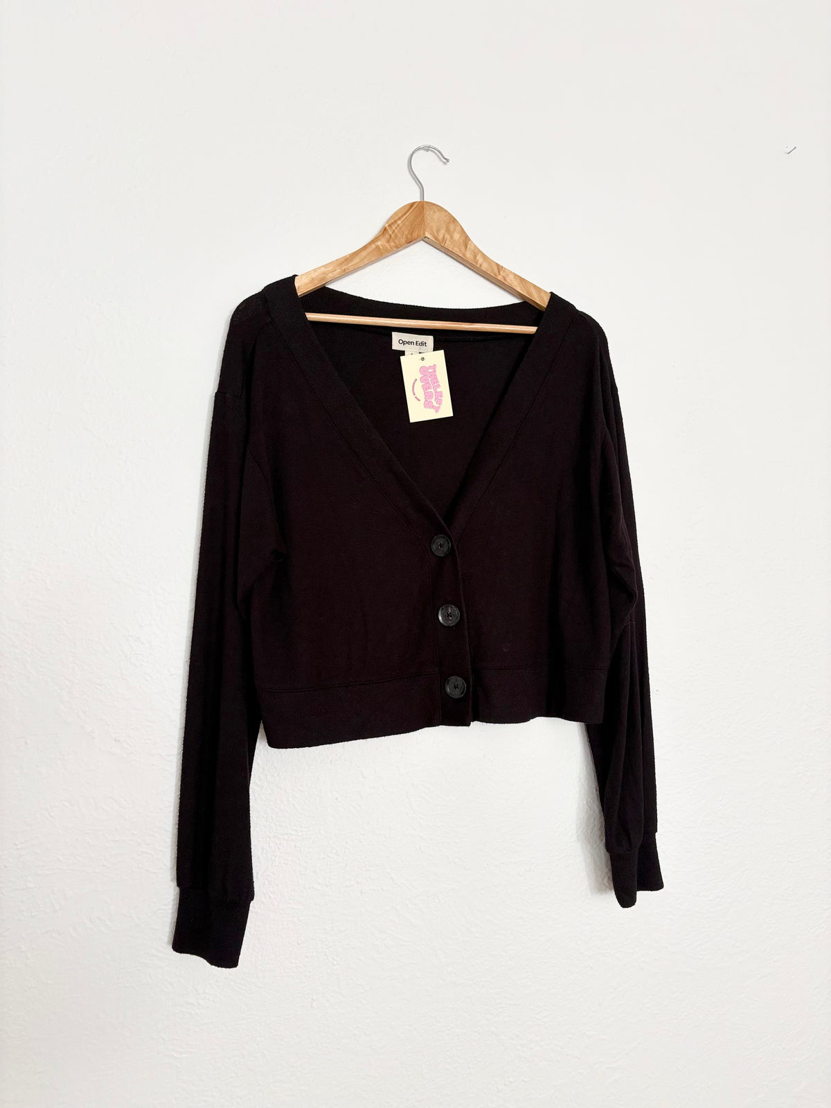 Open edit black boxy cardigan S/M