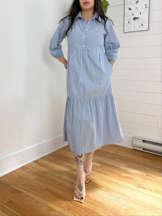 Quince organic cotton stripe midi dress XS