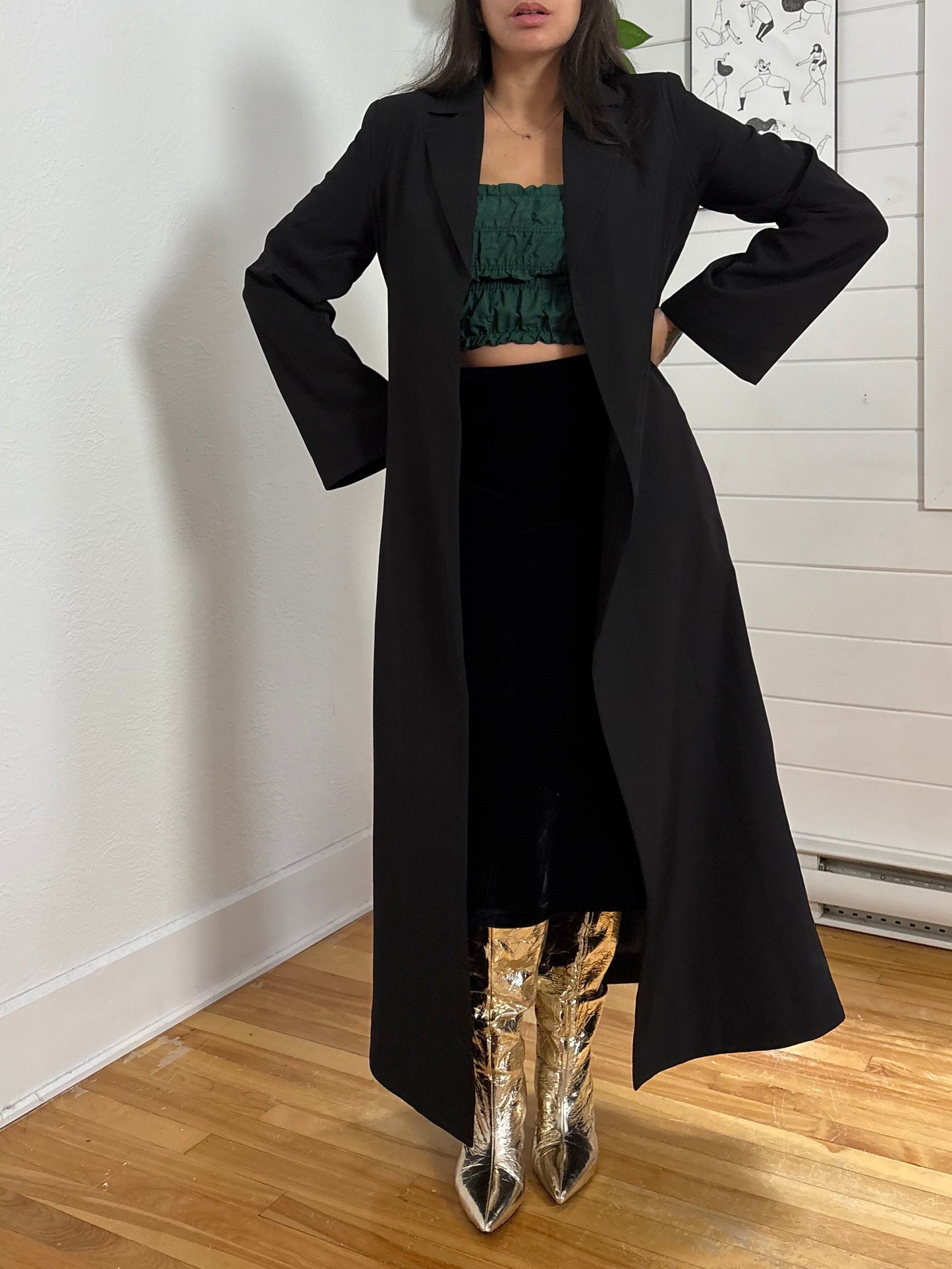 Blazer long noir Guizio, taille M/L