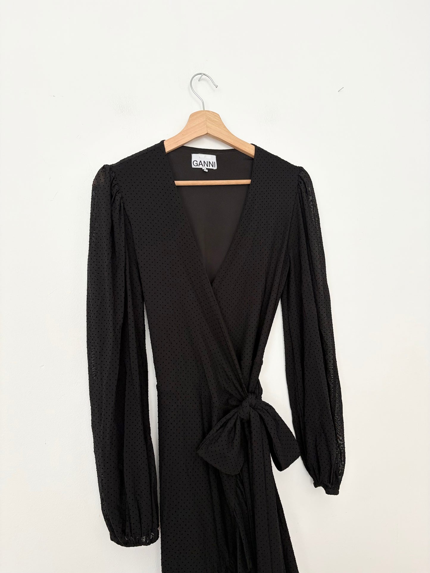 Ganni dot mesh wrap dress XS/S