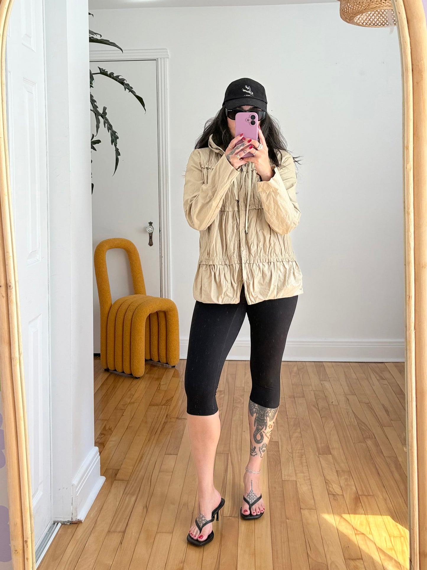 On parle de vous Paris ruffled cinched nylon coat M/L