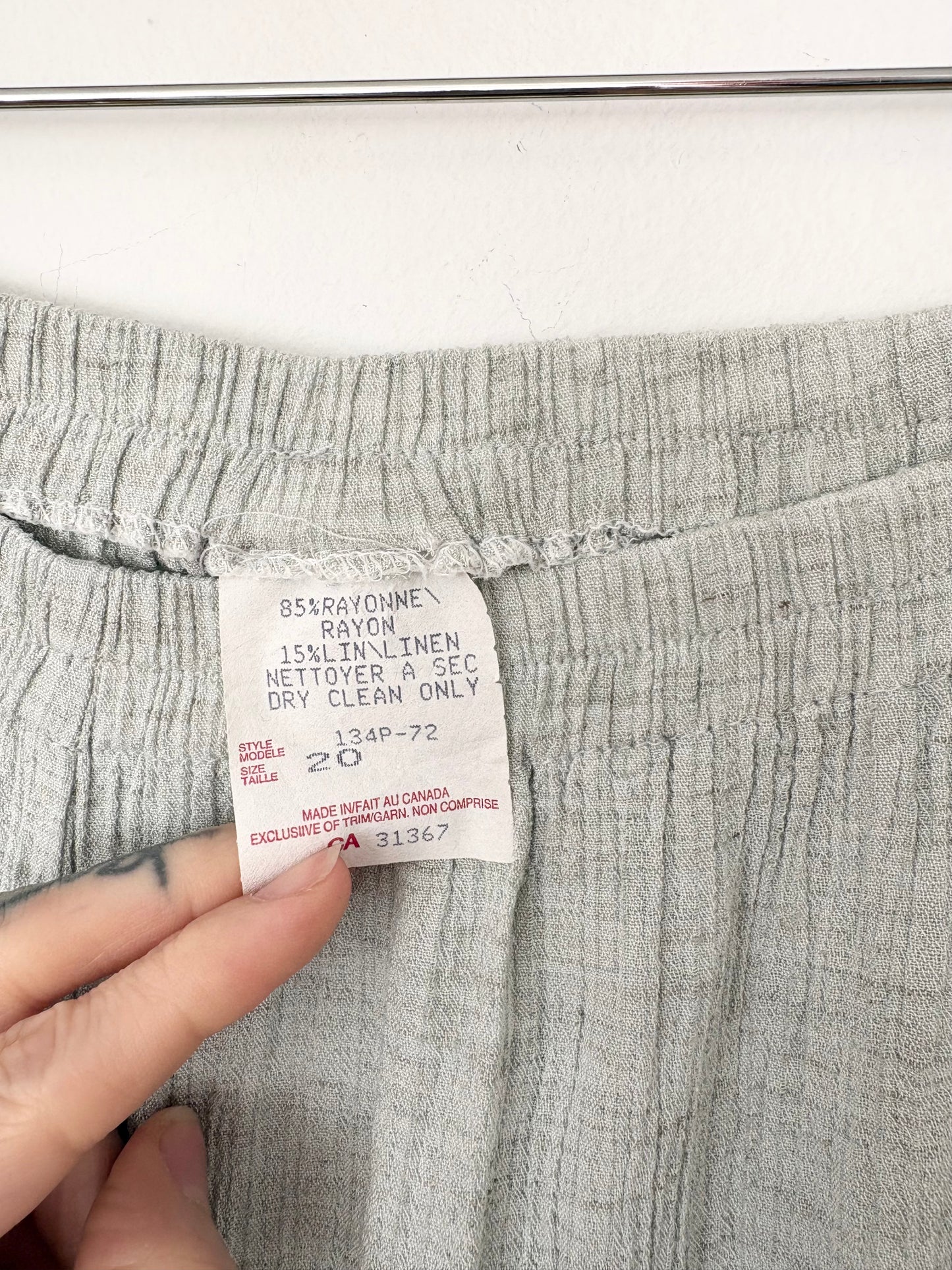 Vintage linen blend midi skirt XL