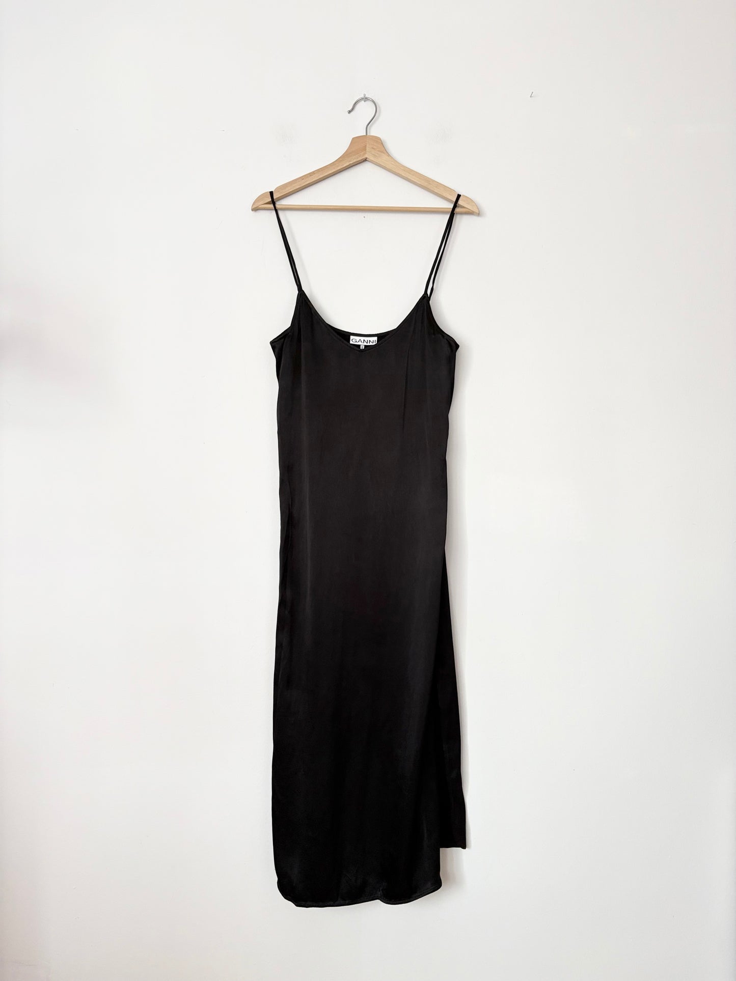 Ganni heavy satin slip dress S/M