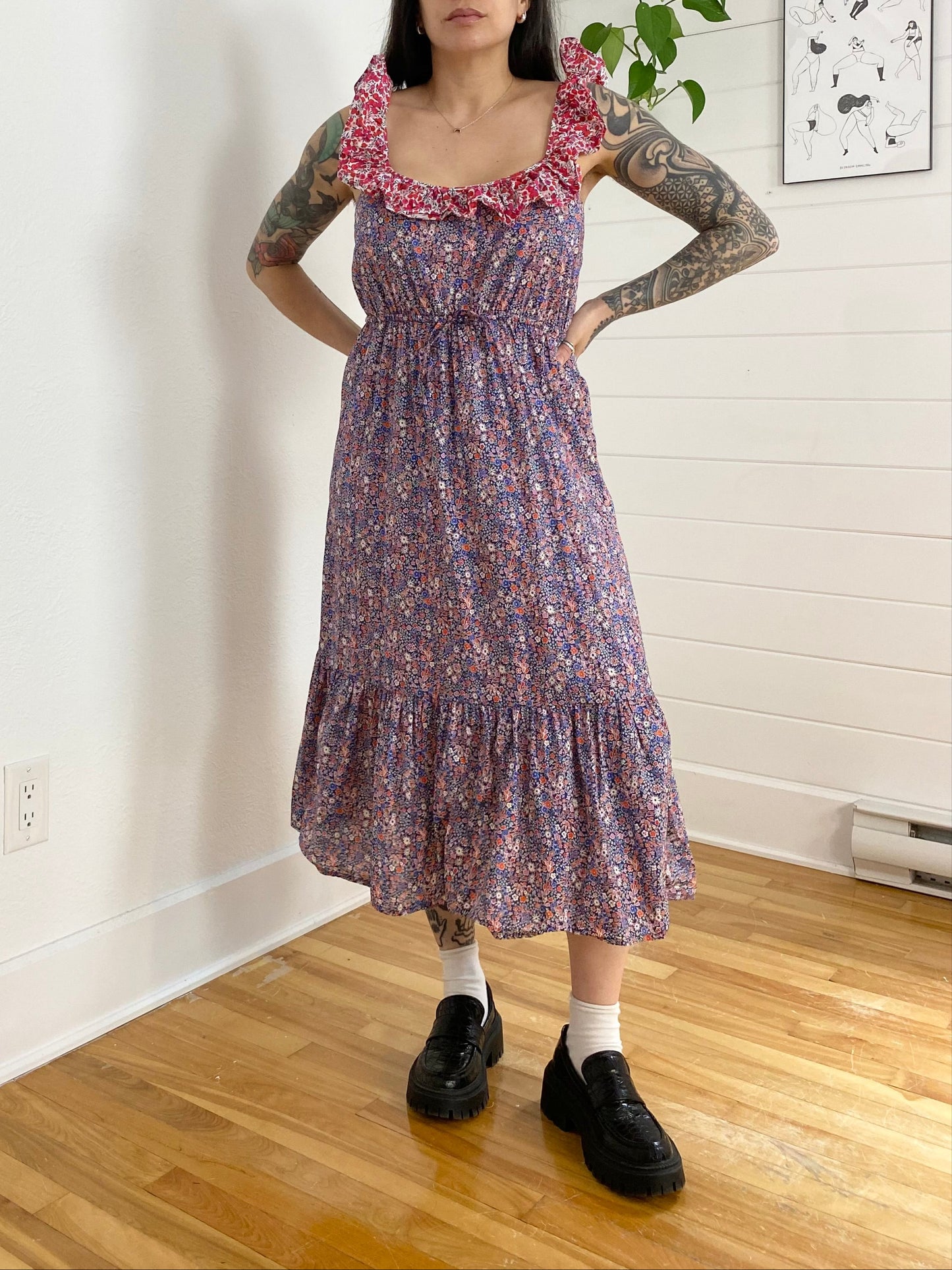 J.crew midi dress in liberty multi floral Medium