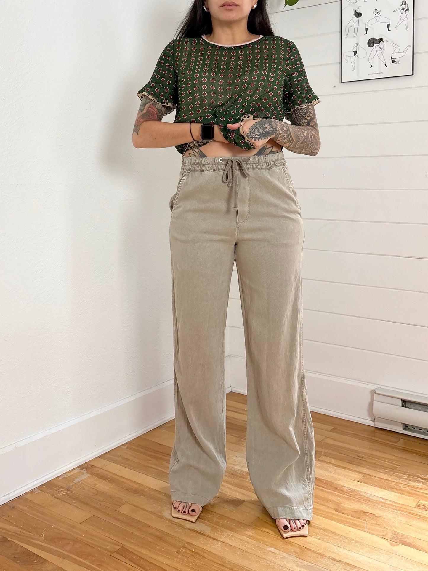 Replay linen blend wide leg pants S/M