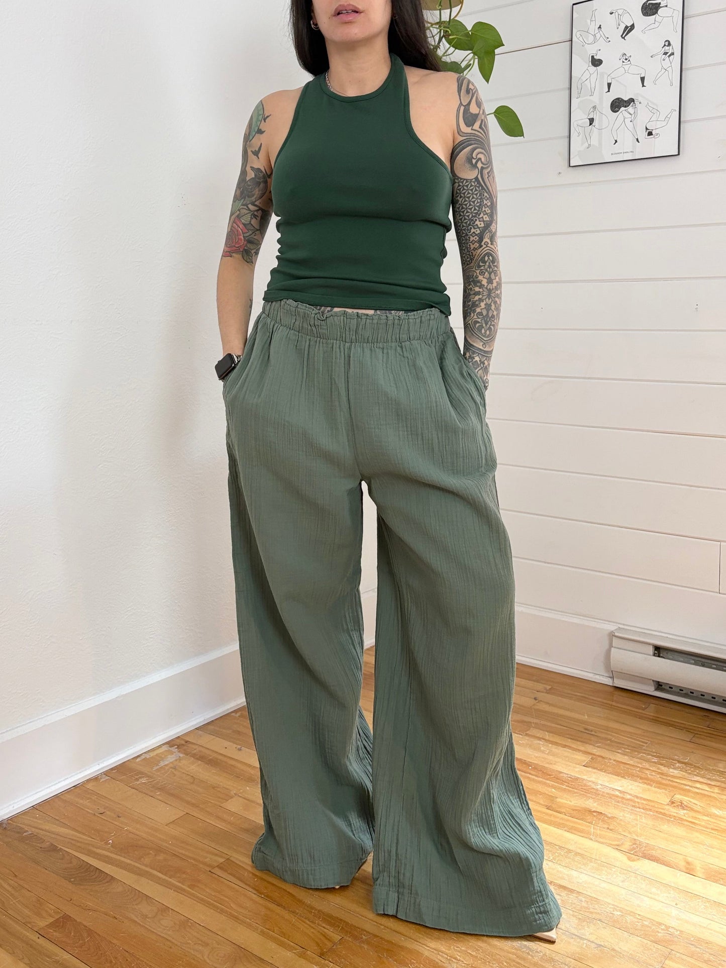 GAP Gauze wide leg laurel pants Large
