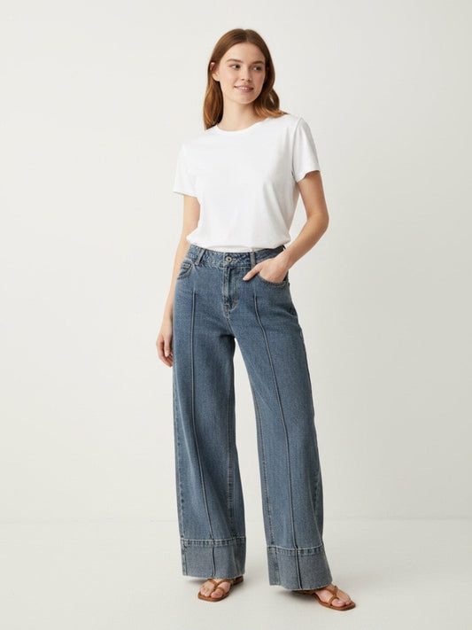 Miou Muse wide hem front seam jeans W27