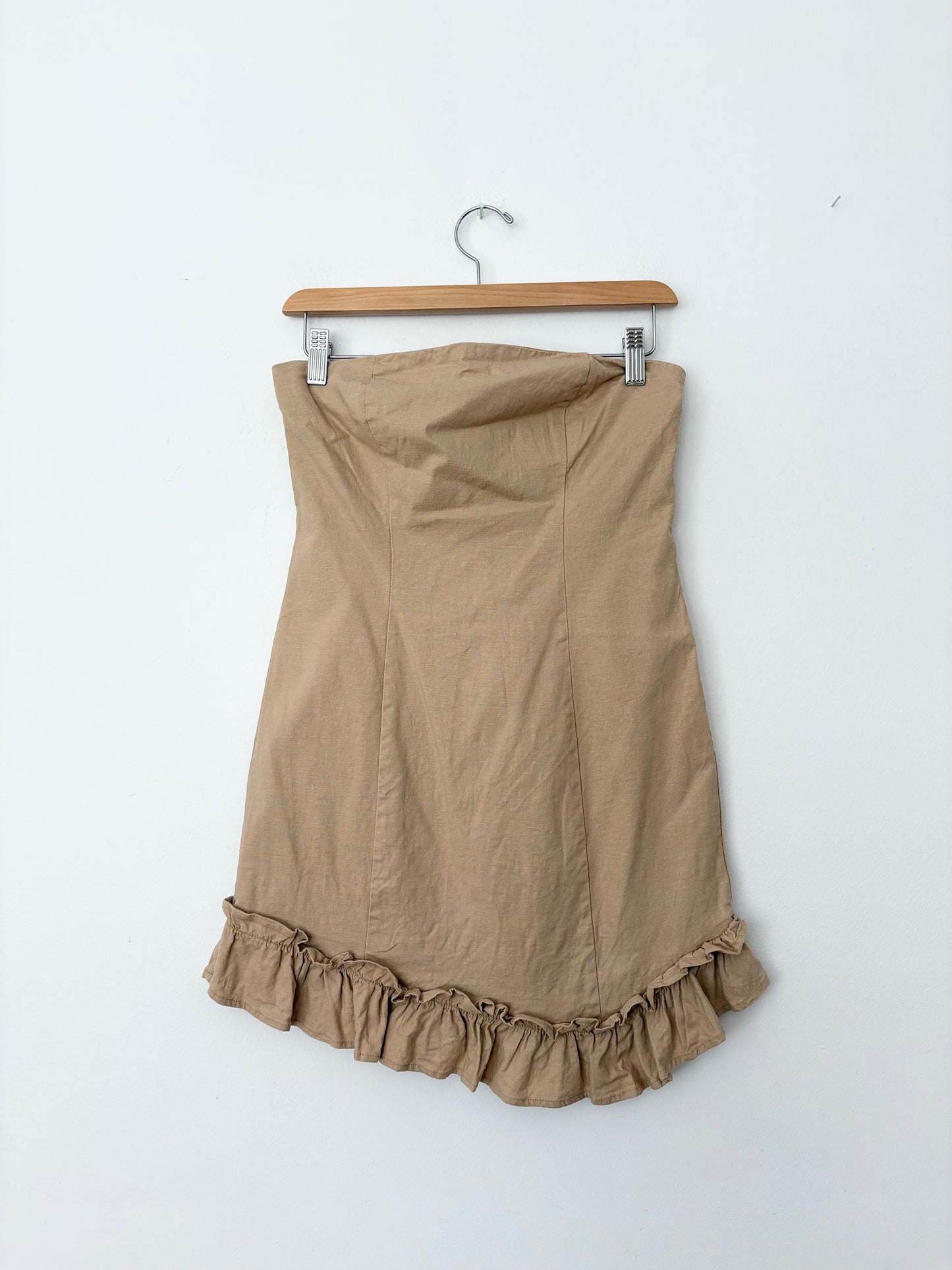 Lovers + Friends Robe bustier volantée en lin Curtis Petite