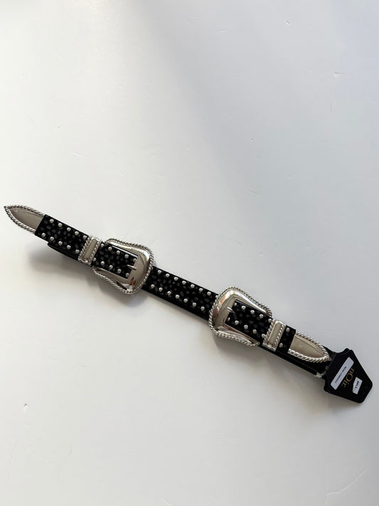 Noir NYC faux leather animal print double buckle belt S-L