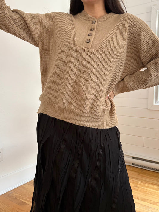 Pull en maille henley Moon River, taille moyenne