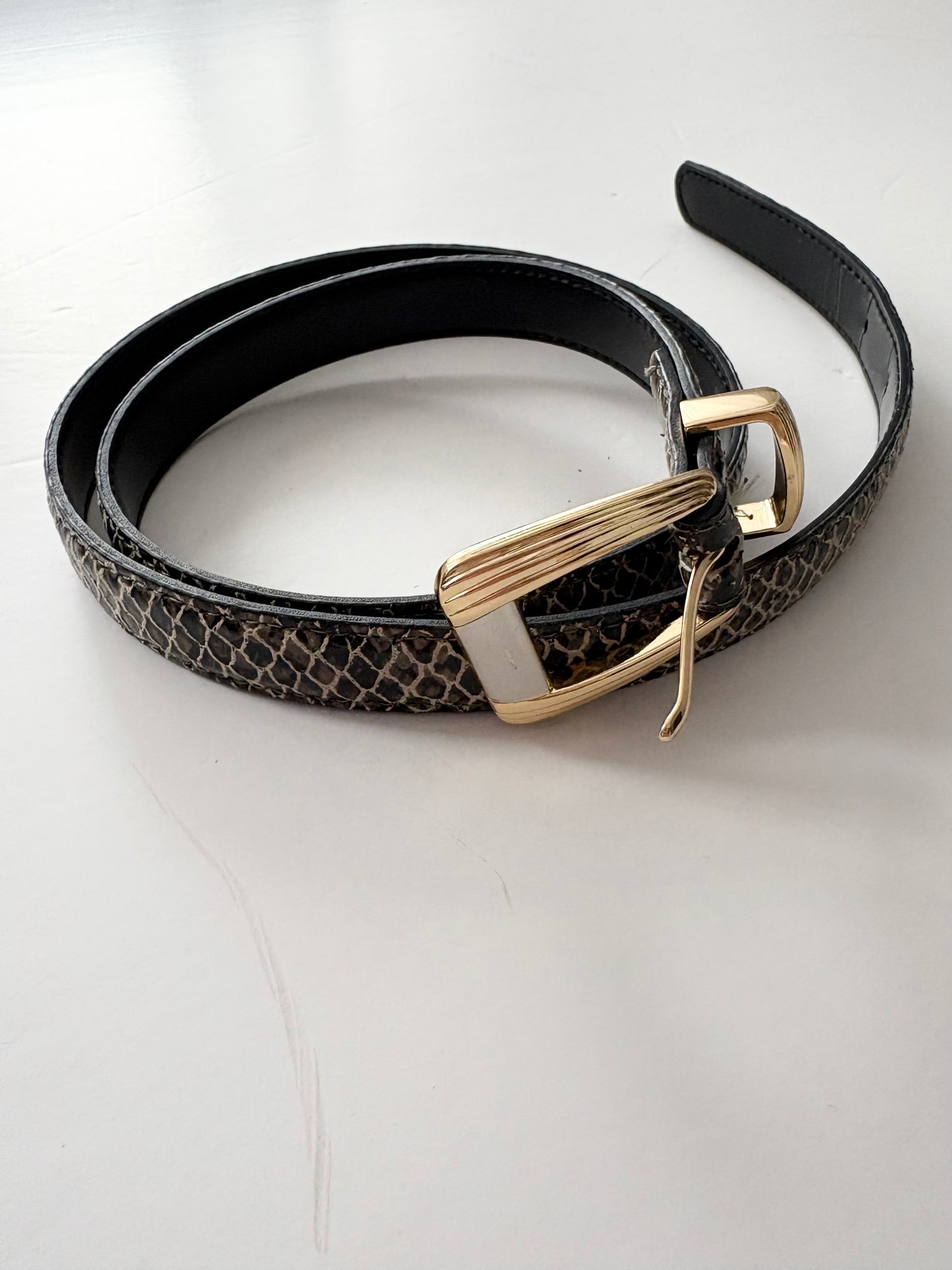 Vintage leather snakeskin belt Large