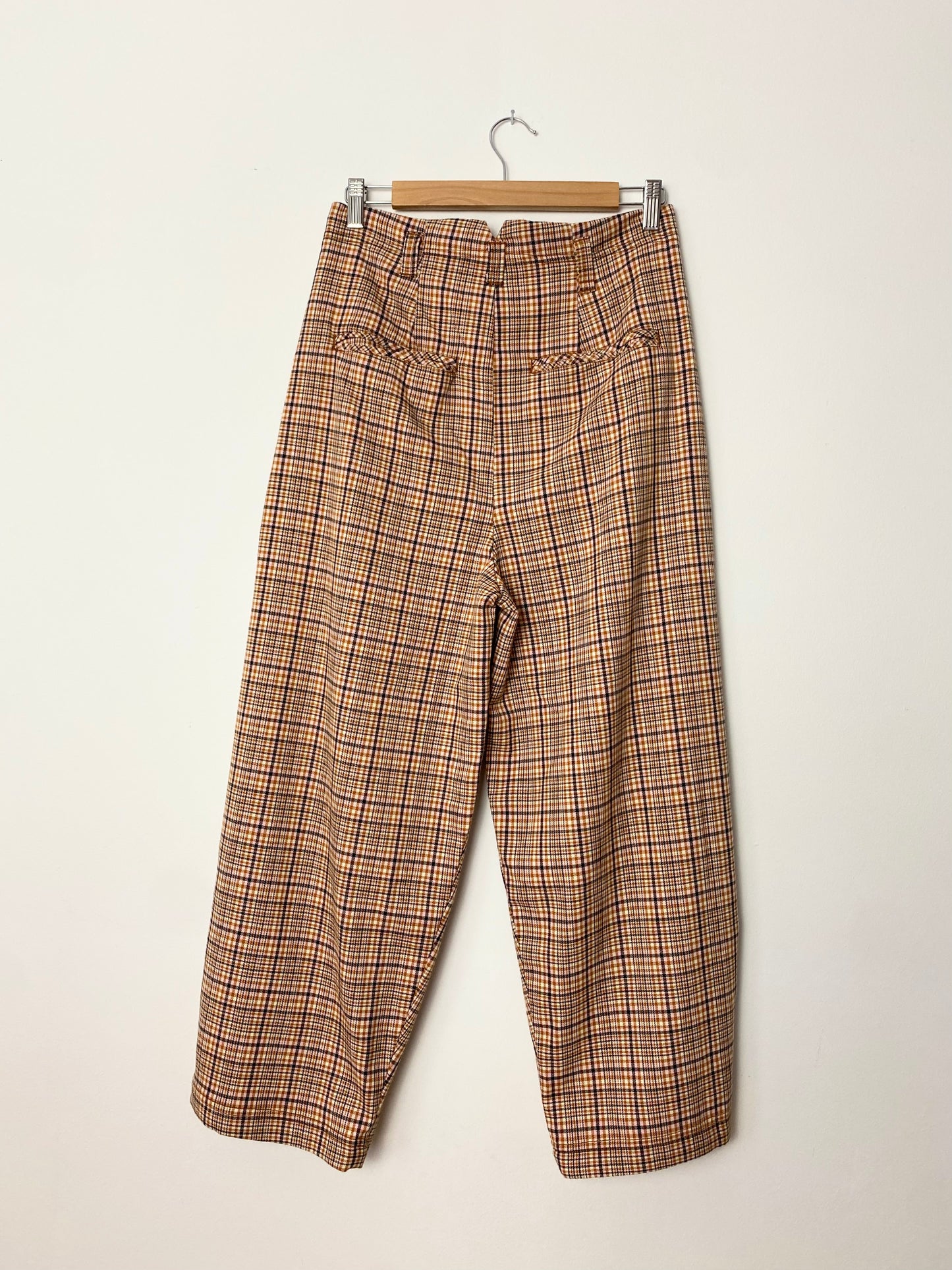 Free People Barrel leg checkered trousers W27