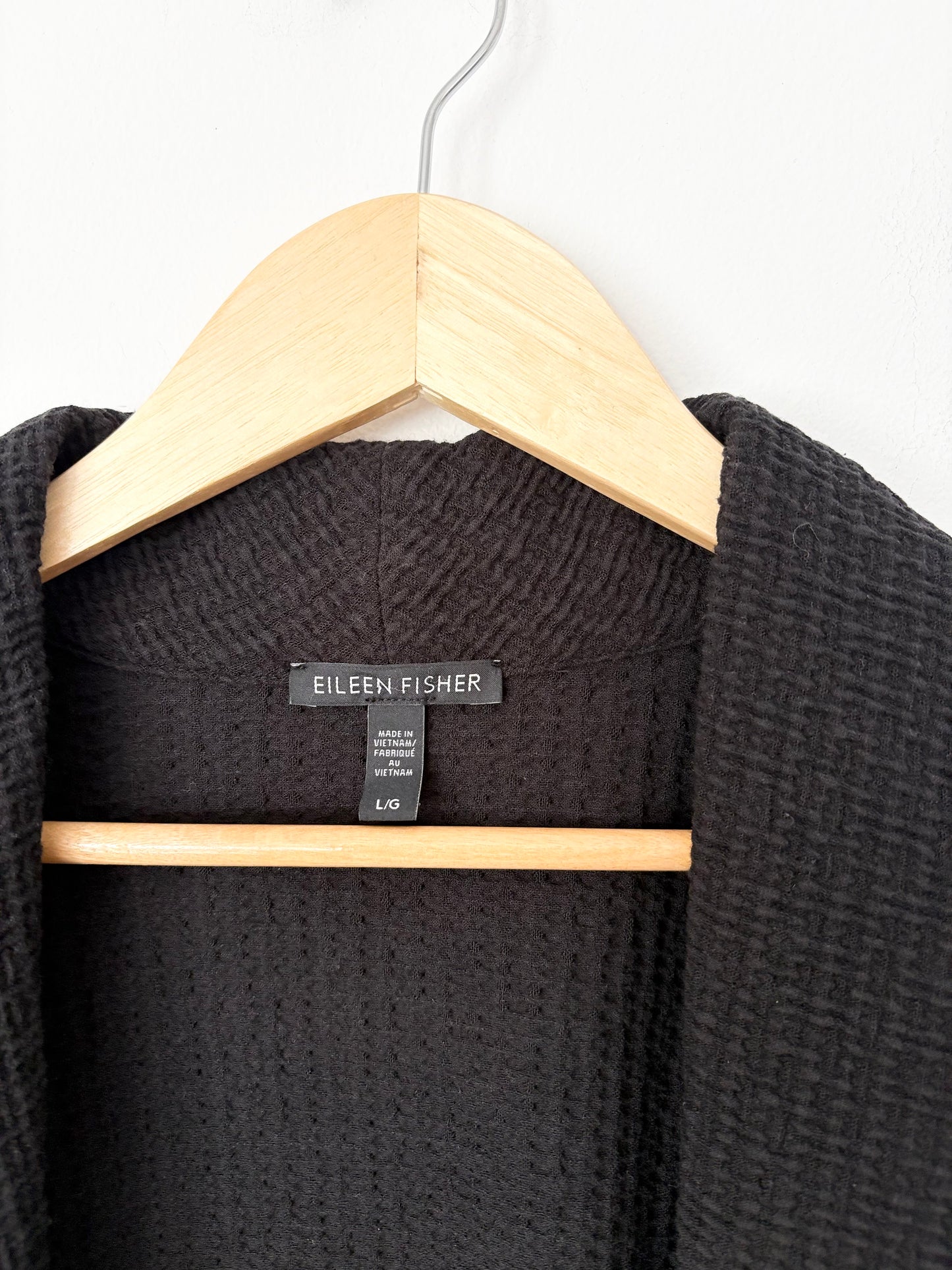 Gilet ouvert en maille gaufrée Eileen Fisher, taille L