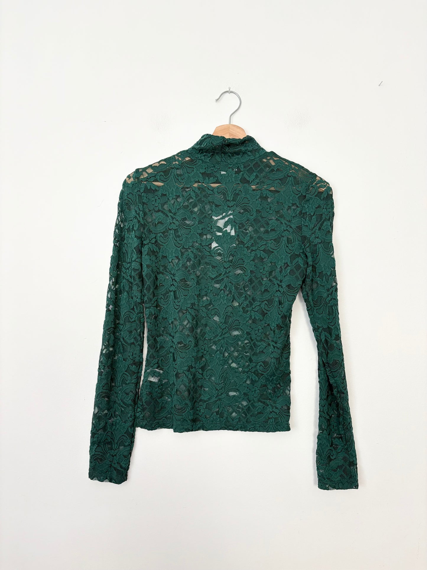 AFRM green lace turtleneck Medium
