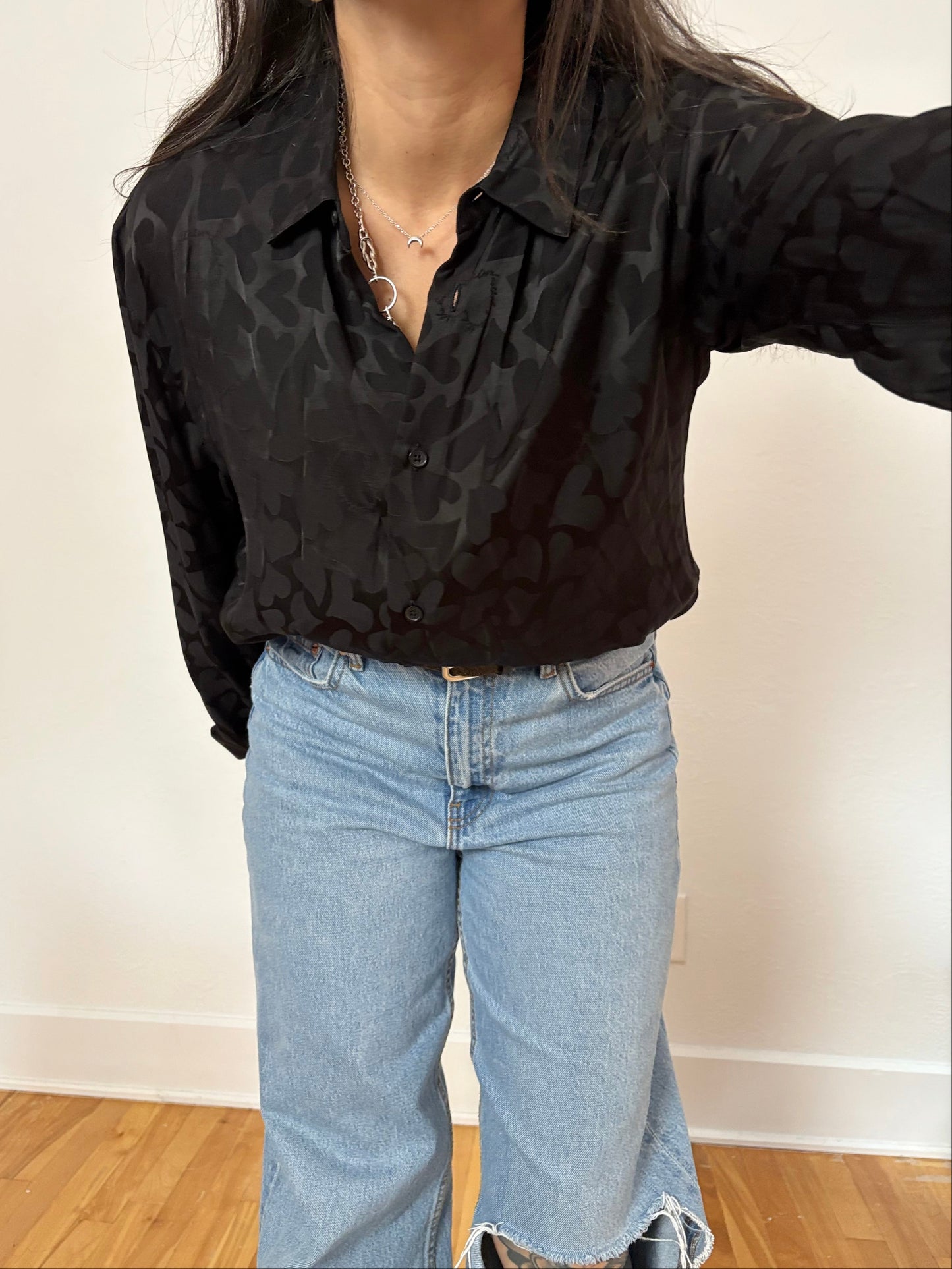 The kooples monochrome heart button up shirt M/L