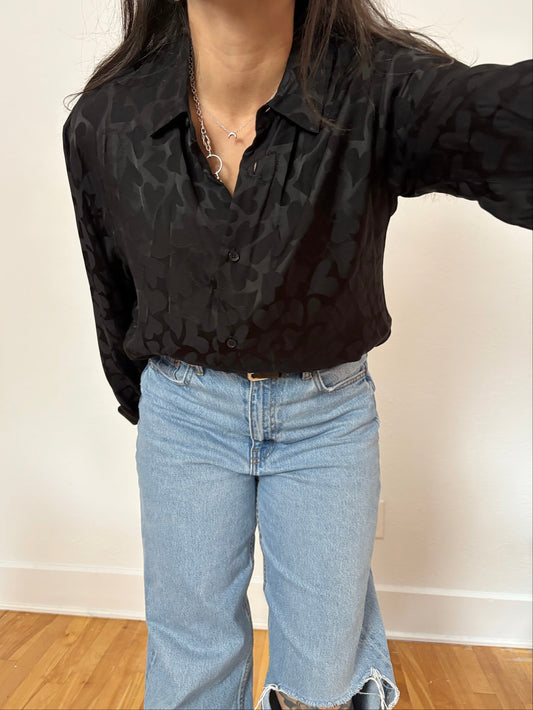 The kooples monochrome heart button up shirt M/L