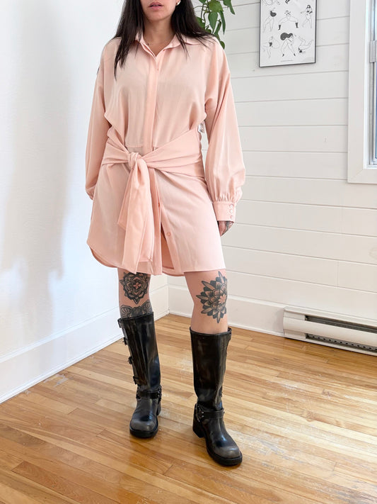 Charles Henry tie-waist long sleeve shirtdress Medium