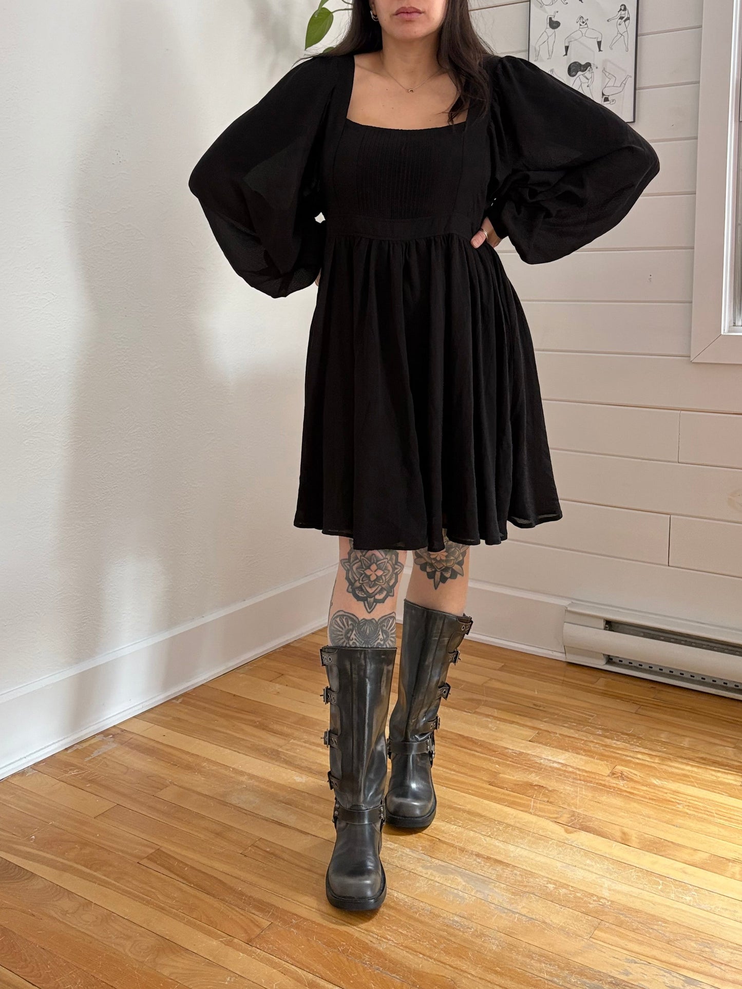 Mango chiffon babydoll dress XL