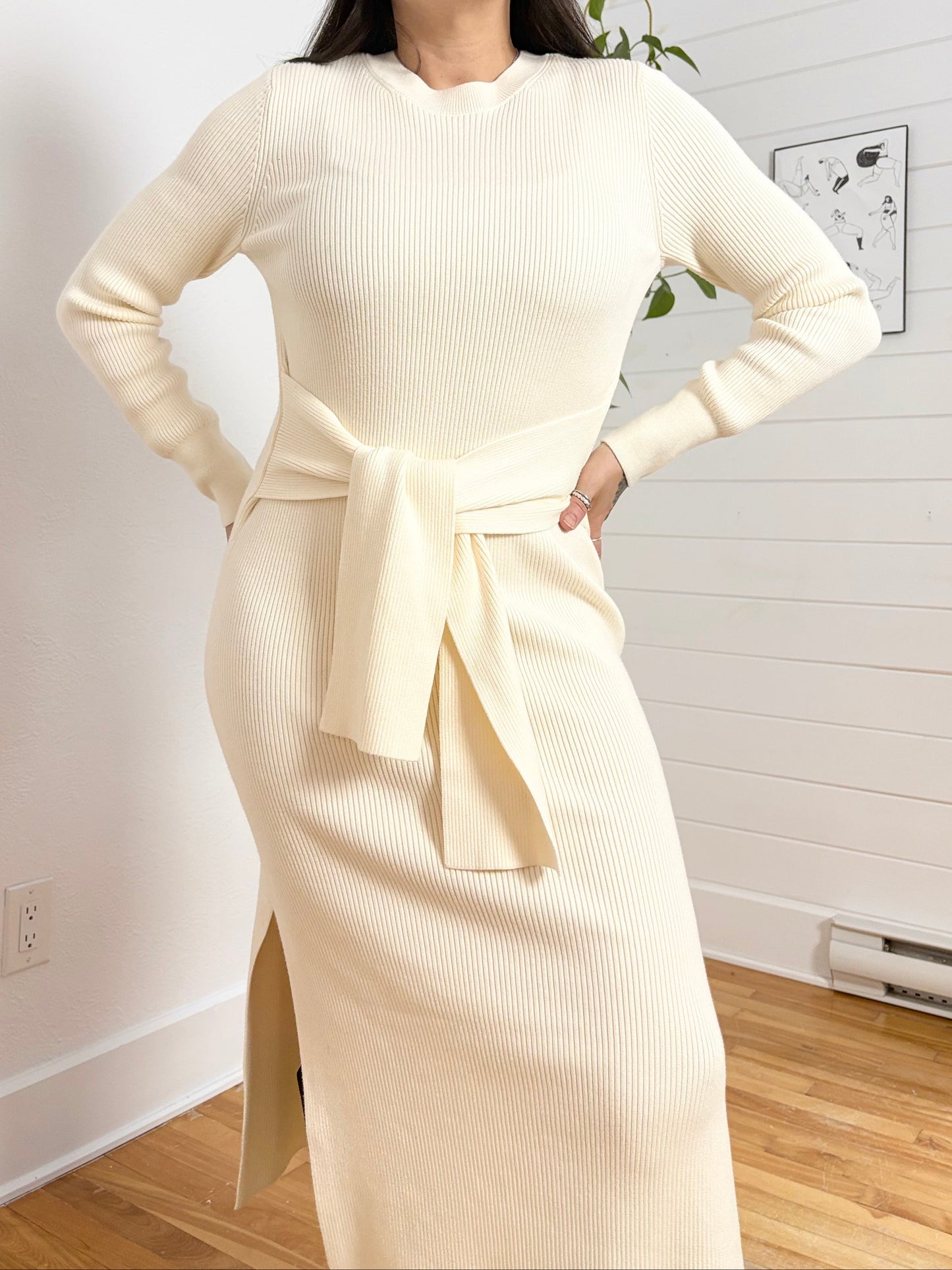 Robe midi côtelée ceinturée &Other Stories, taille L