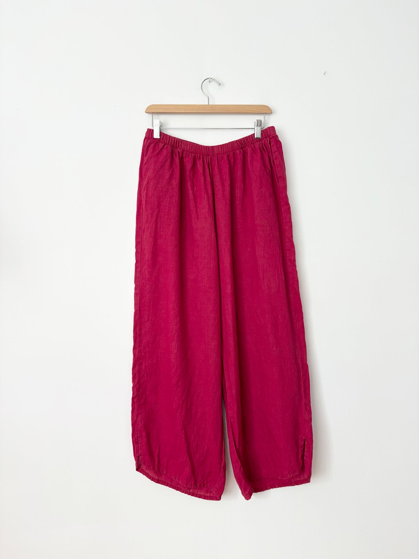 FLAX hot pink linen wide leg pants M/L