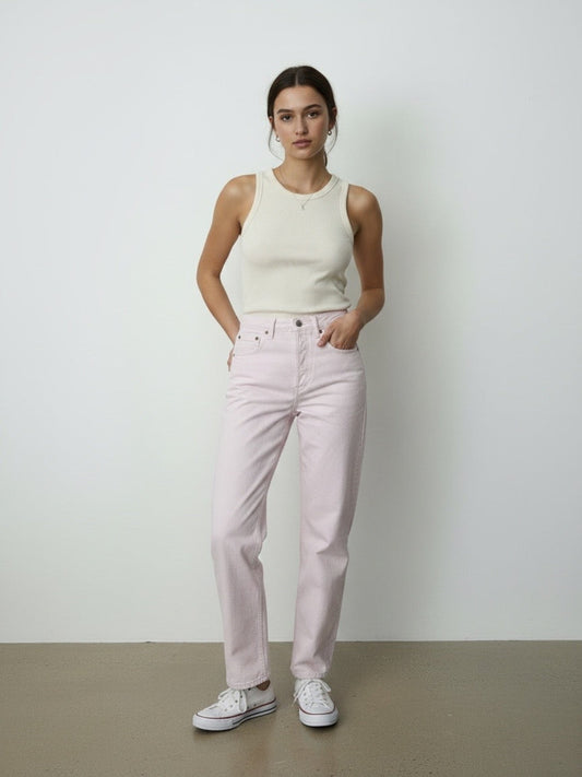 Denim Forum pink joni high rise loose jeans W24
