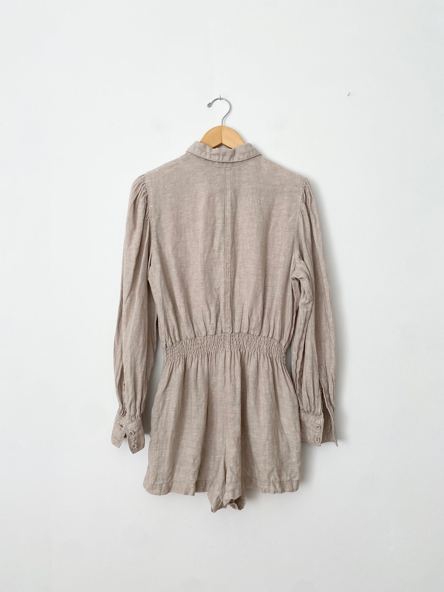Weworewhat linen button down romper Large
