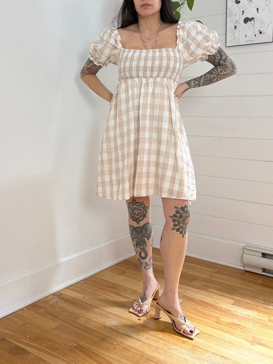 House of Harlow linen gingham mini dress Small