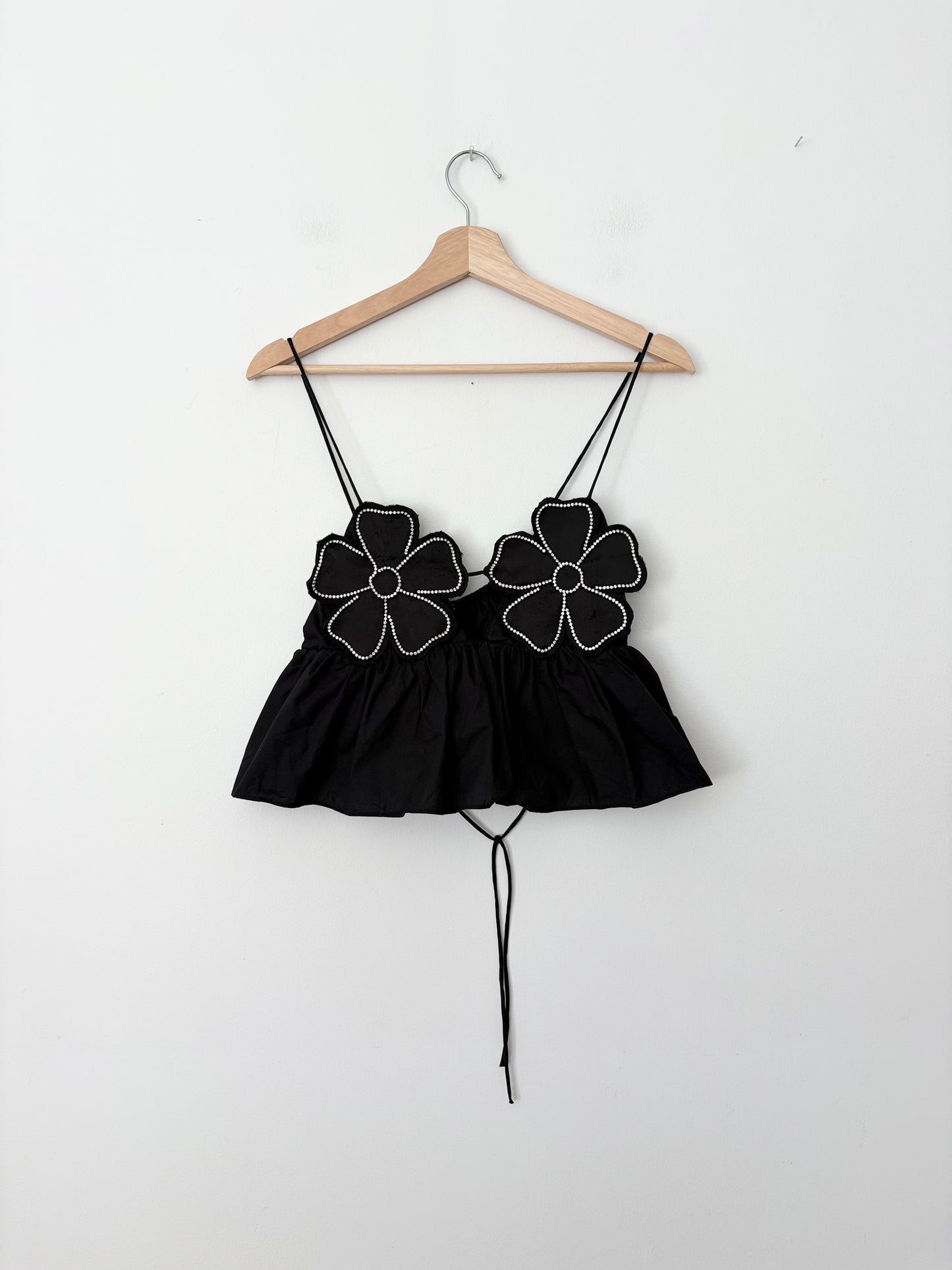 Zara rhinestone floral poplin top Medium