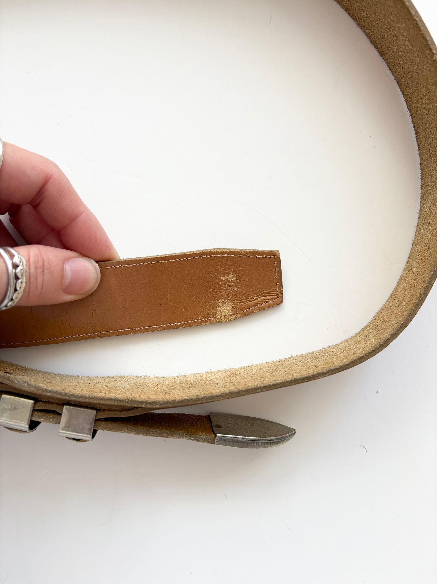 Vintage genuine leather tan belt