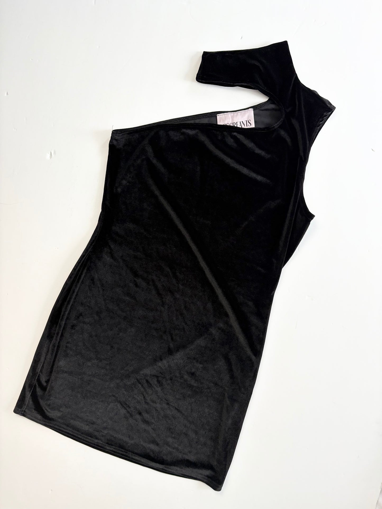 Robe Gina en velours asymétrique à une épaule, taille L/XL