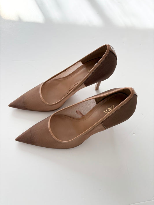 Zara mesh pointy stilettos EUR35