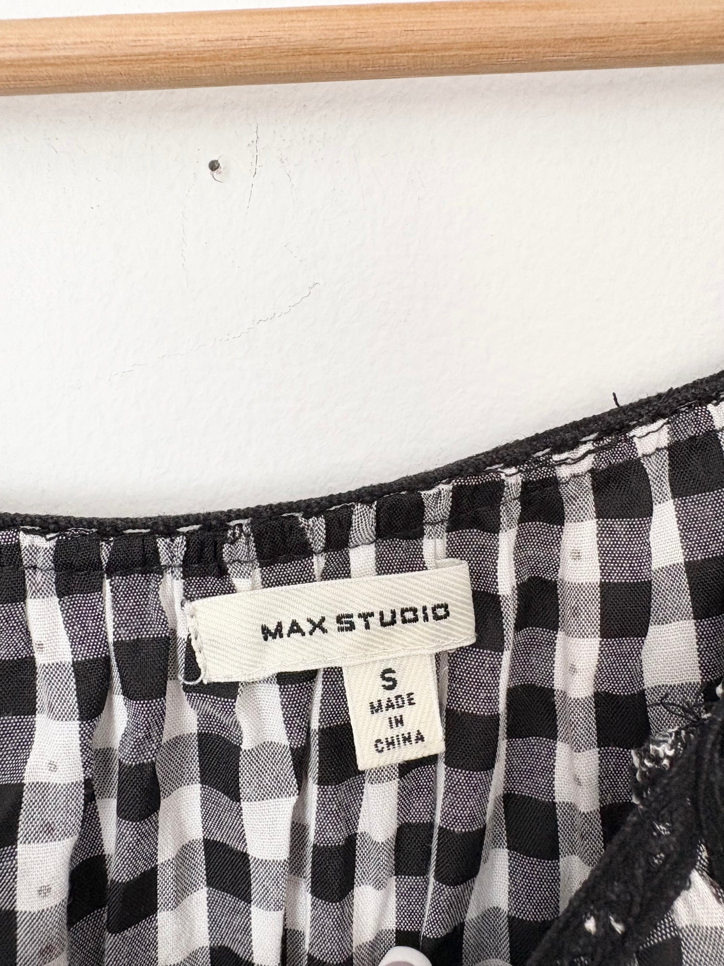Max Studio flutter sleeve smocked gingham dress Small