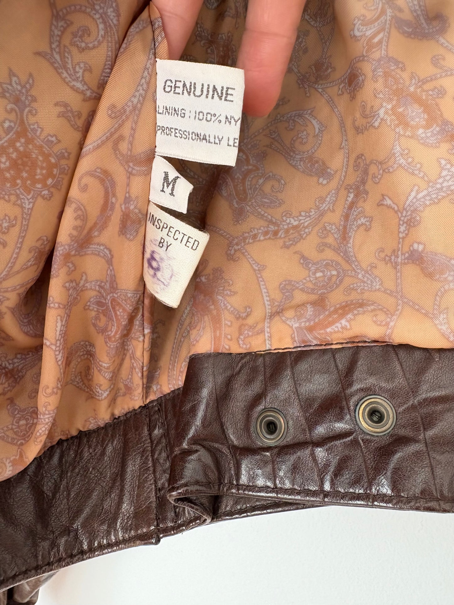 Vintage brown genuine leather crop bomber Medium
