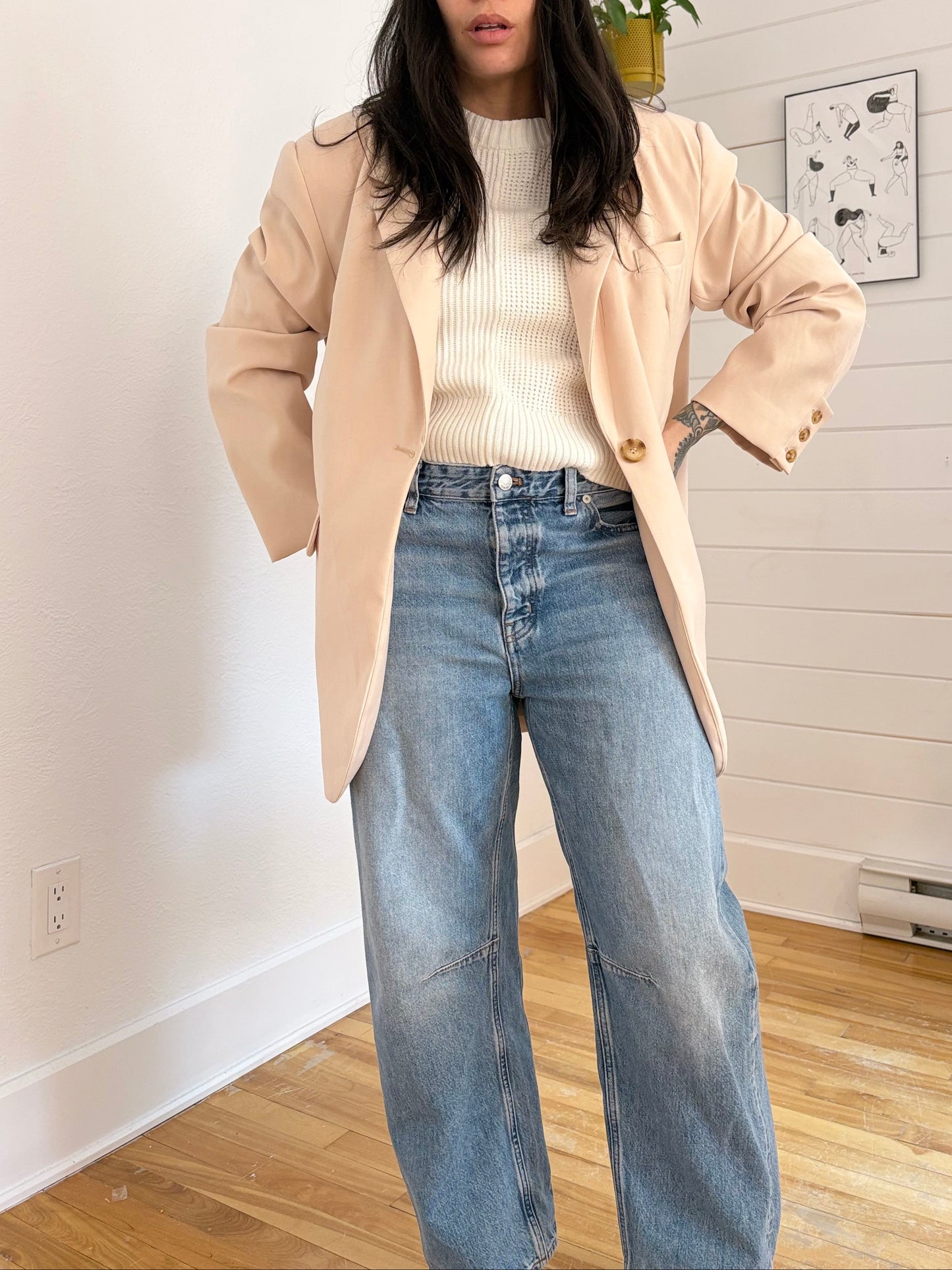 Free People paper cut oversized blazer M/L