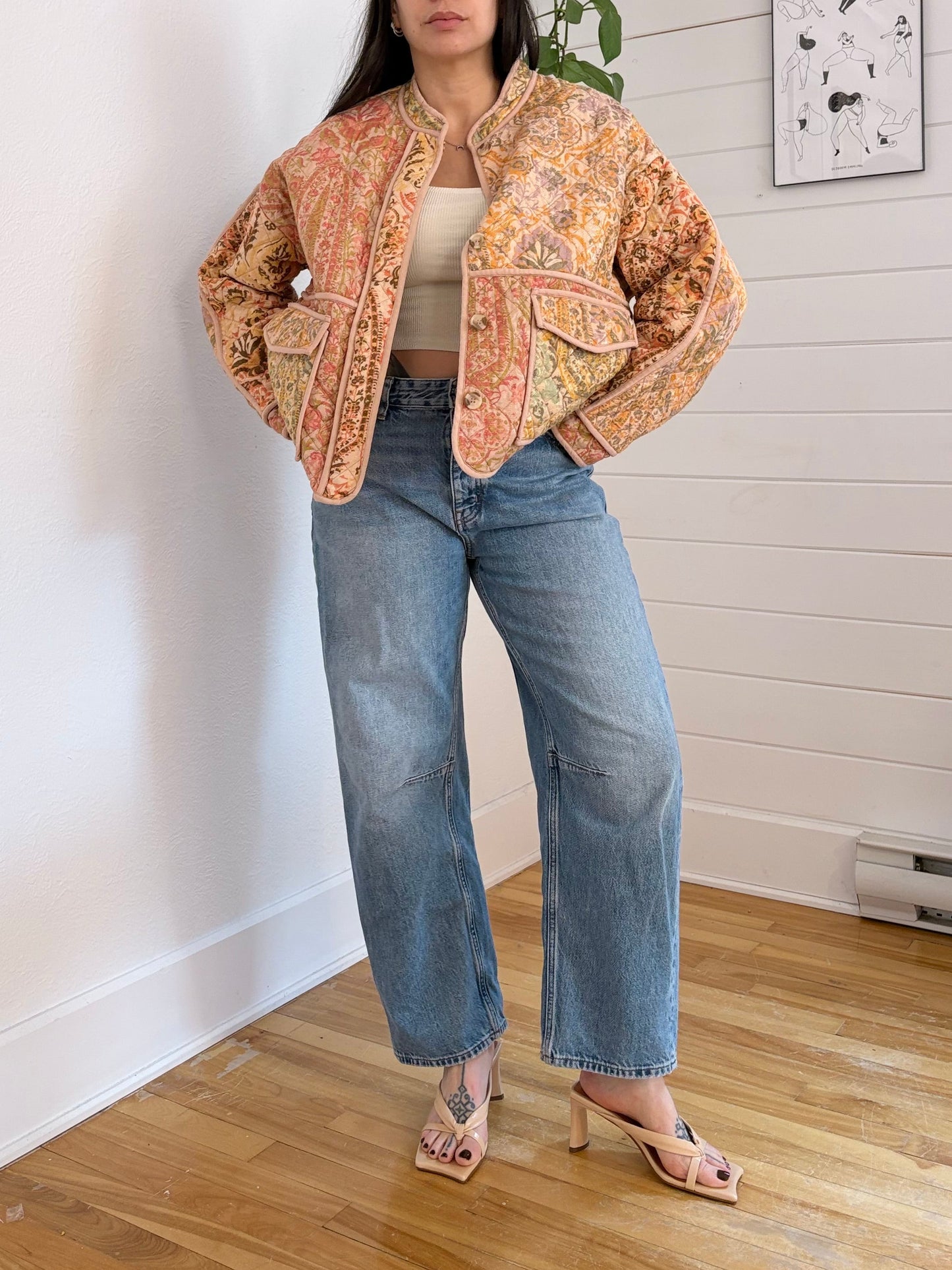 Veste matelassée à fleurs Zara, taille L