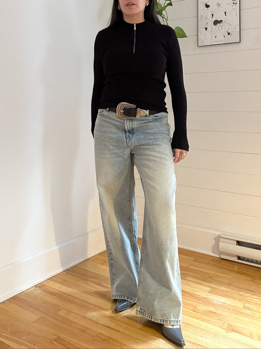 One Grey Day half-zip ribbed pullover Small