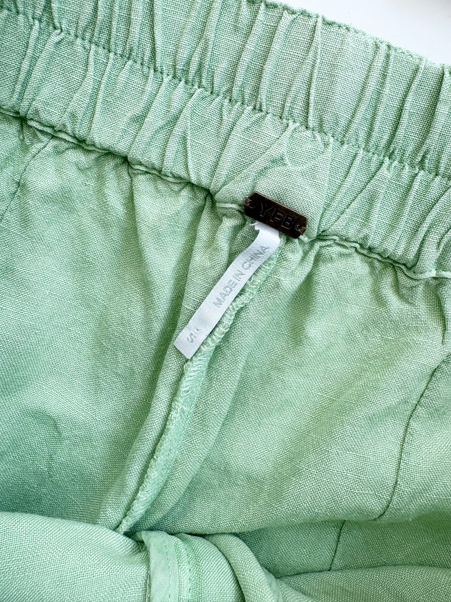 Pantalon large en mélange de lin vert menthe YFB taille S