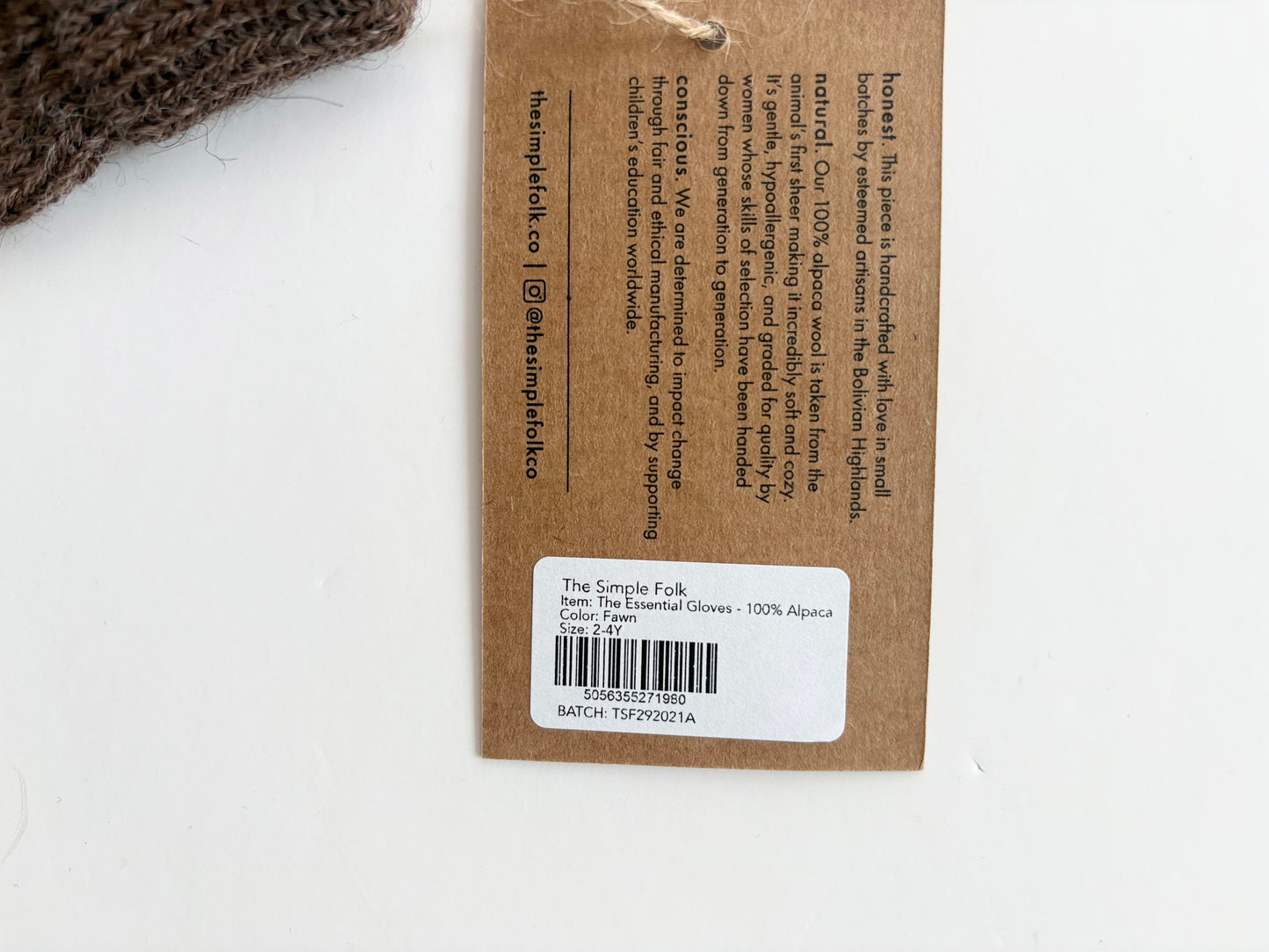 The simple folk essential gloves in alpaca *Multiple sizes*