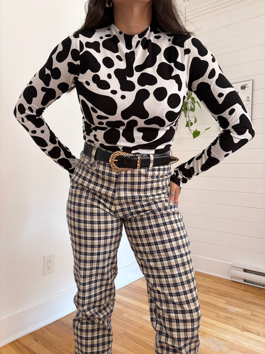 Lita by Ciara cow print mockneck top Medium