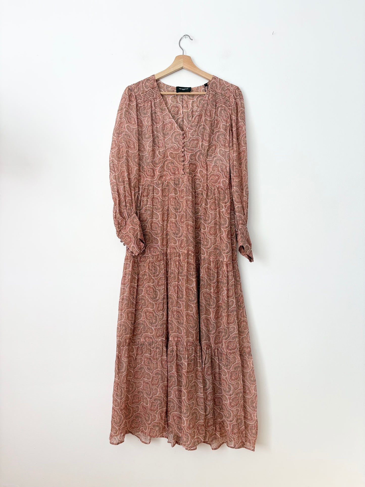Robe longue en soie mélangée à imprimé paisley The Kooples M/L