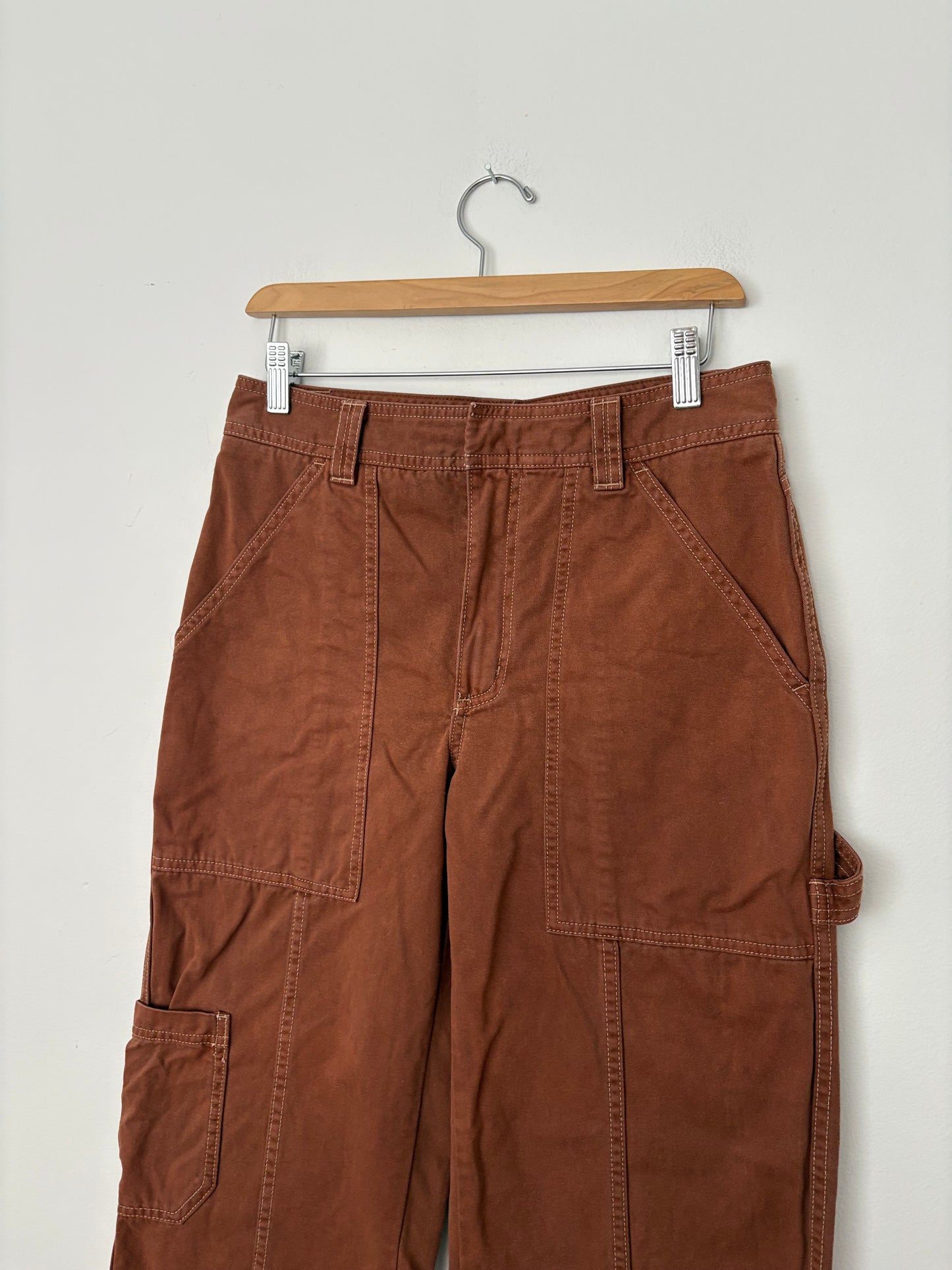 Pantalon cargo marron à jambes larges Sun Deh, taille M