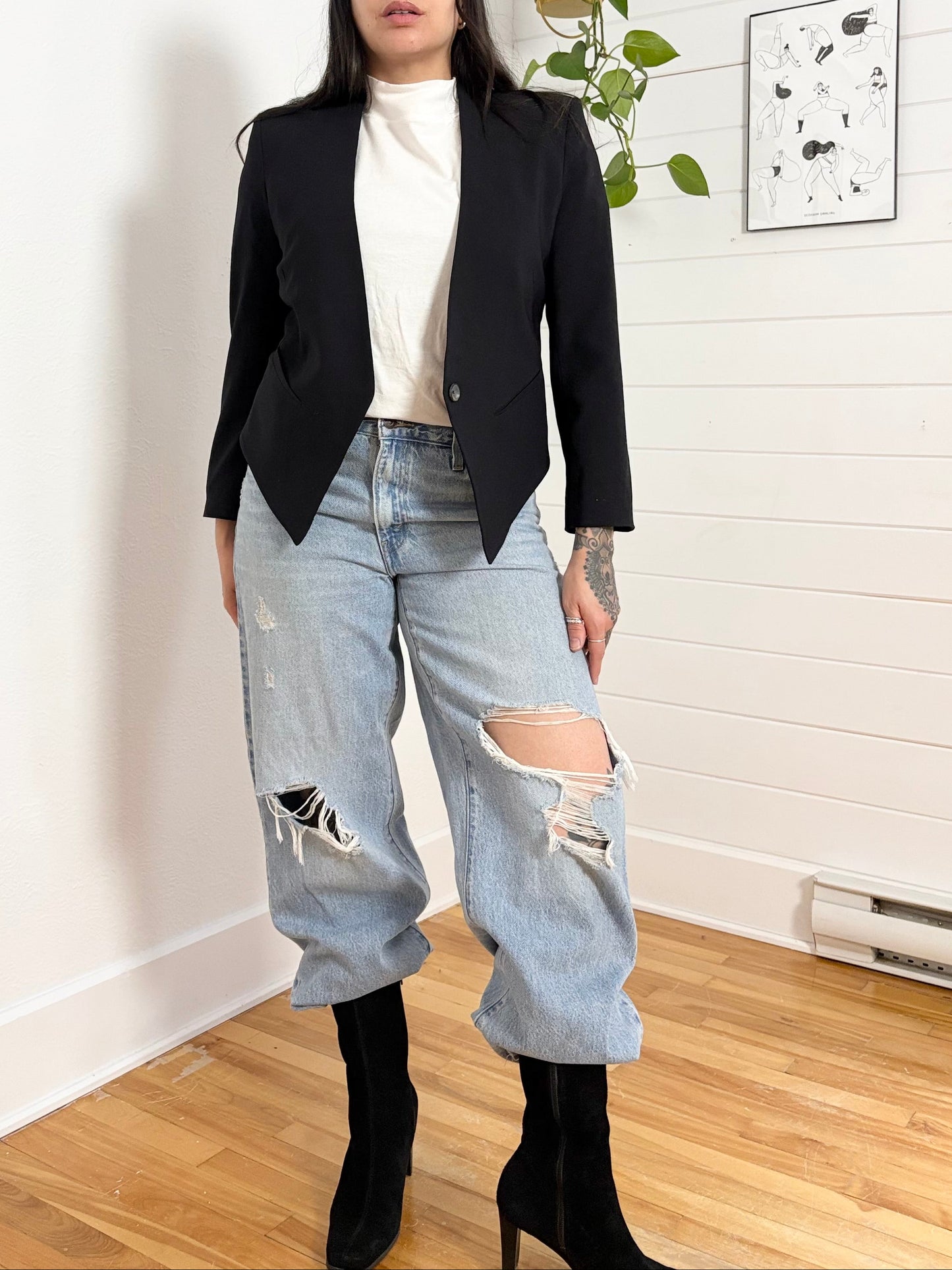 Blazer de smoking en laine Helmut Lang, taille moyenne