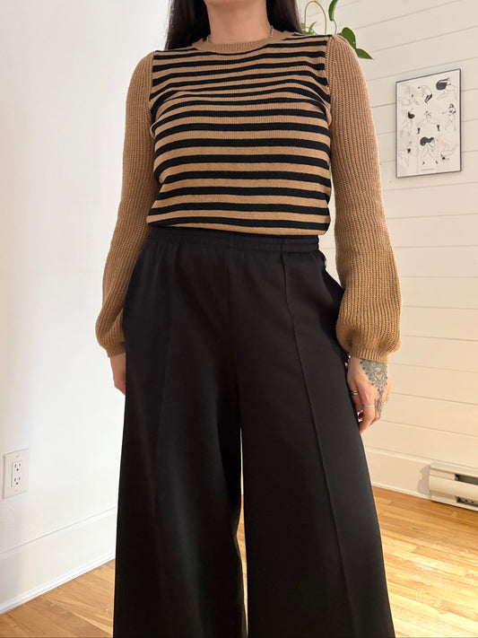 Whowhatwear stripe puff sleeve sweater Small