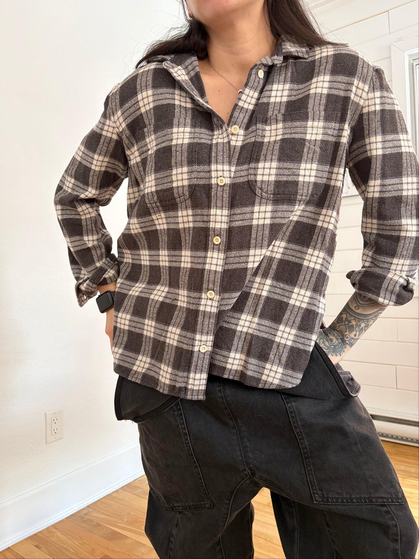 Madewell Oversized Ex-Boyfriend Swing Shirt in Pinella Plaid Medium