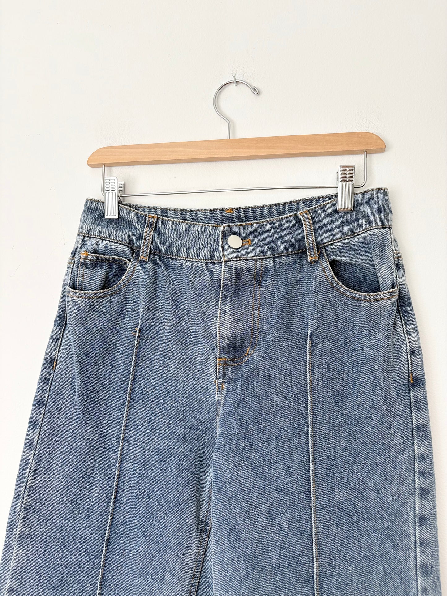 Miou Muse wide hem front seam jeans W27