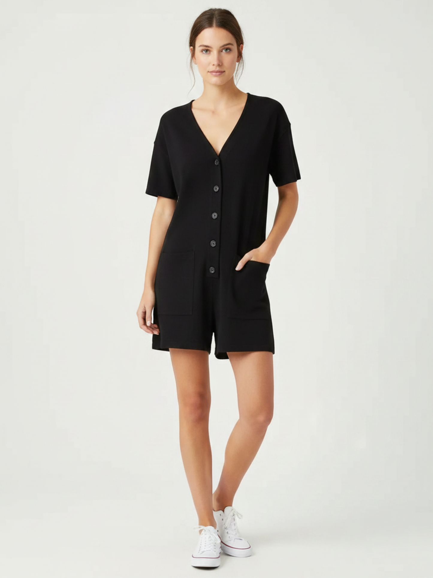 Combishort boutonné en maille Madewell XS